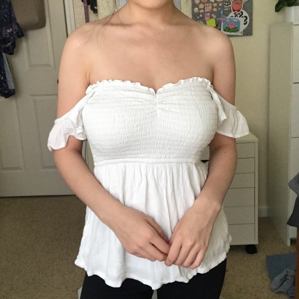 Hollister Smocked Peplum Tube Top